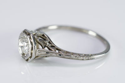 VINTAGE  WHITE GOLD OCTAGONAL SETTING DIAMOND RING - SinCityFinds Jewelry