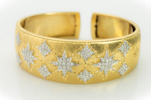 HEAVY VINTAGE 18K GOLD AND DIAMOND BANGLE - SinCityFinds Jewelry