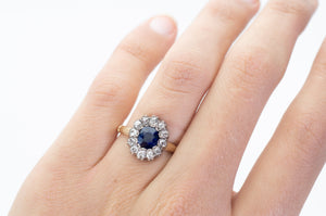 VICTORIAN SAPPHIRE AND OLD CUT DIAMOND RING - SinCityFinds Jewelry