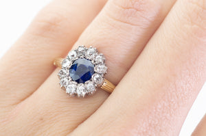 VICTORIAN SAPPHIRE AND OLD CUT DIAMOND RING - SinCityFinds Jewelry