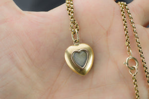 ANTIQUE 18K GOLD  RED ENAMEL HEART WITH DIAMOND BOW LOCKET - SinCityFinds Jewelry