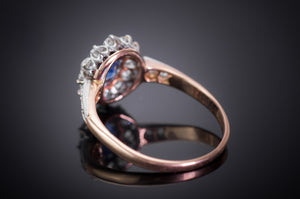 EDWARDIAN SAPPHIRE AND OLD CUT DIAMOND HALO RING - SinCityFinds Jewelry