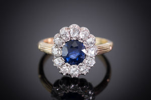 VICTORIAN SAPPHIRE AND OLD CUT DIAMOND RING - SinCityFinds Jewelry