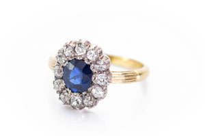 VICTORIAN SAPPHIRE AND OLD CUT DIAMOND RING - SinCityFinds Jewelry