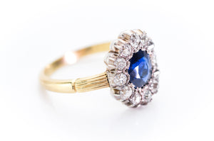 VICTORIAN SAPPHIRE AND OLD CUT DIAMOND RING - SinCityFinds Jewelry