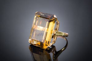 32CT CITRINE COCKTAIL RING IN 18K gold - SinCityFinds Jewelry