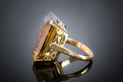 32CT CITRINE COCKTAIL RING IN 18K gold - SinCityFinds Jewelry