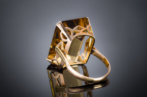 32CT CITRINE COCKTAIL RING IN 18K gold - SinCityFinds Jewelry