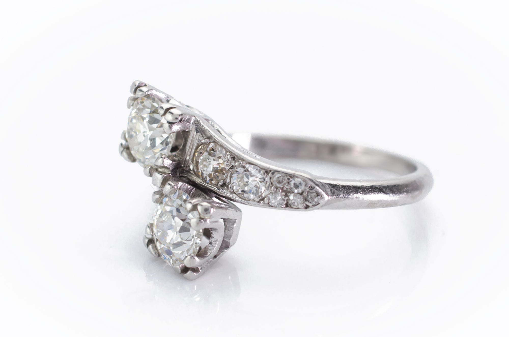 1.9CTW VINTAGE TOI ET MOI RING OLD EUROPEAN CUT RING - SinCityFinds Jewelry