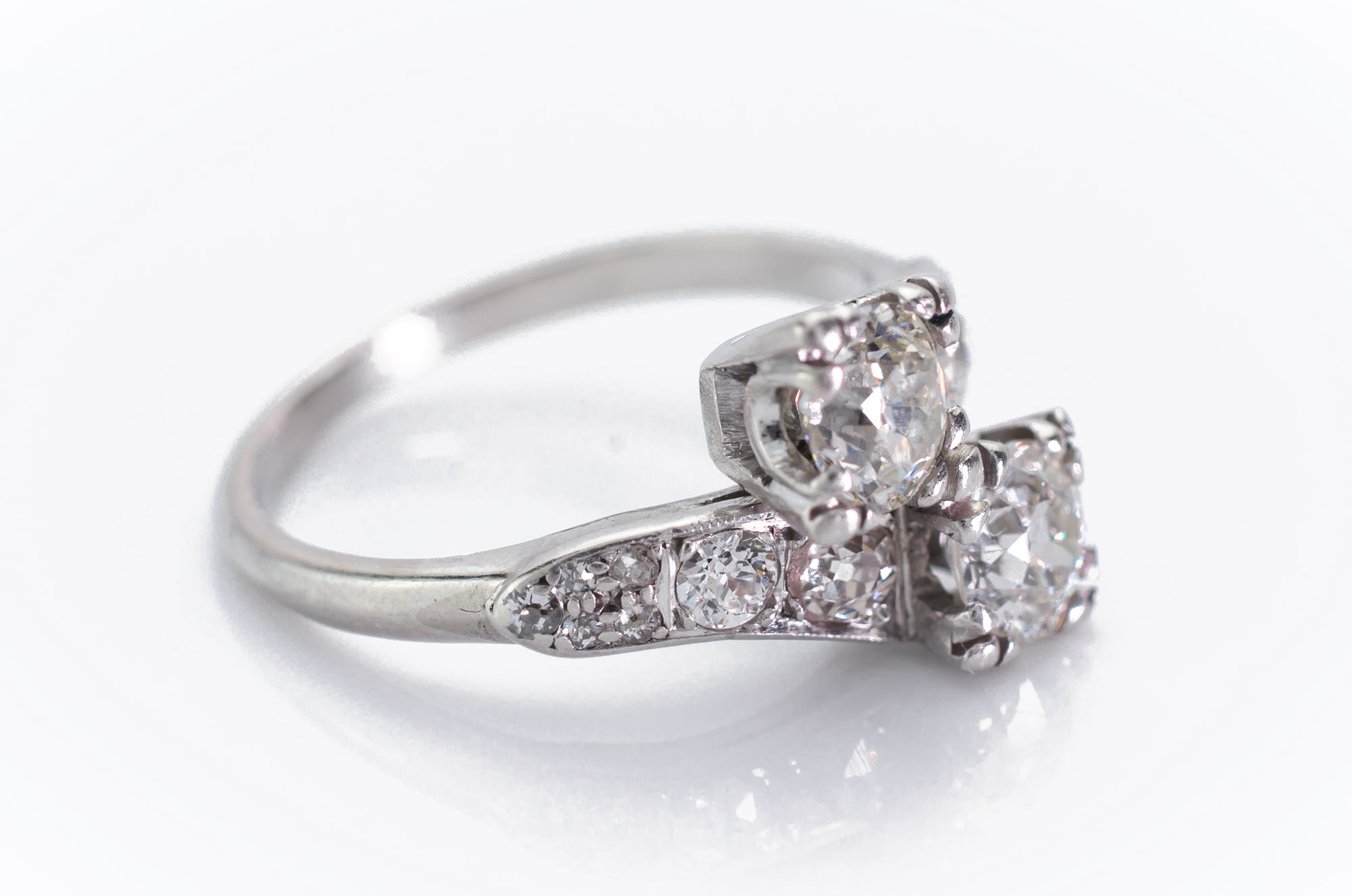 1.9CTW VINTAGE TOI ET MOI RING OLD EUROPEAN CUT RING - SinCityFinds Jewelry