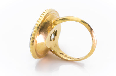 LARGE 10CT AQUAMARINE 18K GOLD AND PLATINUM COCKTAIL RING - SinCityFinds Jewelry