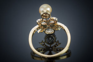 ANTIQUE FRENCH EDWARDIAN DIAMOND AND PEARL RING - SinCityFinds Jewelry