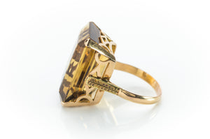 32CT CITRINE COCKTAIL RING IN 18K gold - SinCityFinds Jewelry