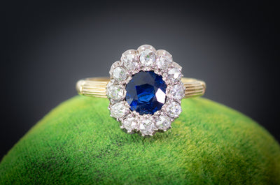 VICTORIAN SAPPHIRE AND OLD CUT DIAMOND RING - SinCityFinds Jewelry