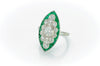 FRENCH CUT EMERALD AND DIAMOND NAVETTE SHAPED RING - SinCityFinds Jewelry