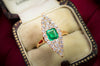 EMERALD AND OLD CUT NAVETTE RING - SinCityFinds Jewelry