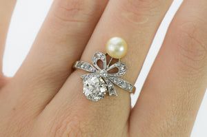 ANTIQUE FRENCH EDWARDIAN DIAMOND AND PEARL RING - SinCityFinds Jewelry