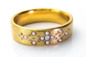 ANTIQUE FRENCH DIAMOND AND PEARL BANGLE IN 18K - SinCityFinds Jewelry