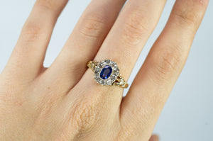 ANTIQUE SAPPHIRE AND OLD MINE CUT RING - SinCityFinds Jewelry