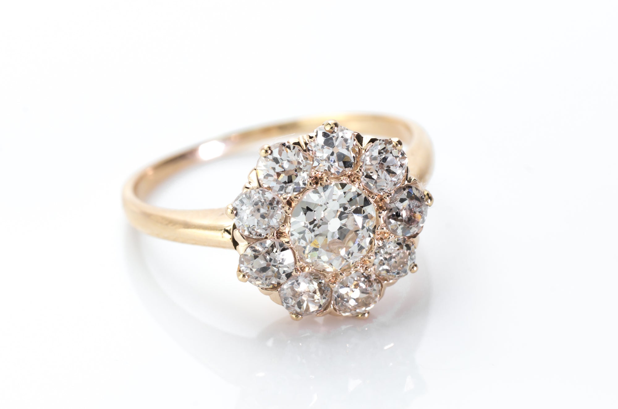 1.66CTW OLD CUT DIAMOND CLUSTER RING - SinCityFinds Jewelry