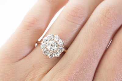 1.66CTW OLD CUT DIAMOND CLUSTER RING - SinCityFinds Jewelry