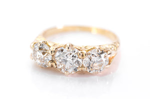 2.25CTW OLD EUROPEAN CUT THREE STONE RING - SinCityFinds Jewelry