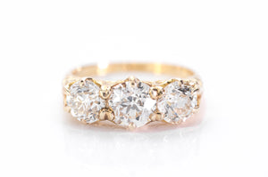 2.25CTW OLD EUROPEAN CUT THREE STONE RING - SinCityFinds Jewelry