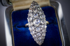 LARGE ROSE CUT DIAMOND NAVETTE - SinCityFinds Jewelry