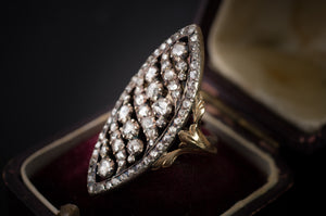 ROSE CUT DIAMOND NAVETTE RING - SinCityFinds Jewelry