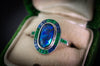 BLACK OPAL SAPPHIRE AND EMERALD TARGET RING - SinCityFinds Jewelry