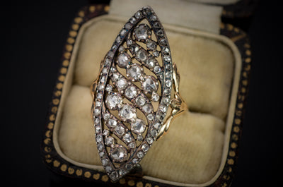 ROSE CUT DIAMOND NAVETTE RING - SinCityFinds Jewelry