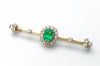 EMERALD AND OLD EUROPEAN CUT DIAMOND BROOCH - SinCityFinds Jewelry