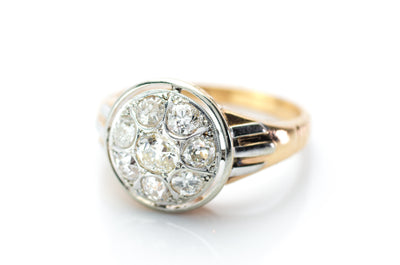 0.85CTW OLD MINE DIAMOND CLUSTER RING - SinCityFinds Jewelry