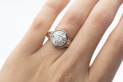 0.85CTW OLD MINE DIAMOND CLUSTER RING - SinCityFinds Jewelry