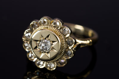 ANTIQUE OLD MINE CUT AND ROSE CUT DIAMOND RING - SinCityFinds Jewelry