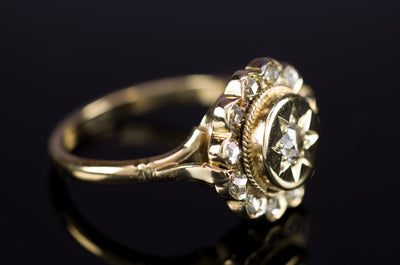 ANTIQUE OLD MINE CUT AND ROSE CUT DIAMOND RING - SinCityFinds Jewelry