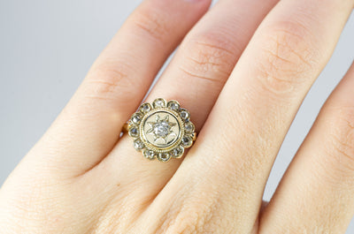 ANTIQUE OLD MINE CUT AND ROSE CUT DIAMOND RING - SinCityFinds Jewelry
