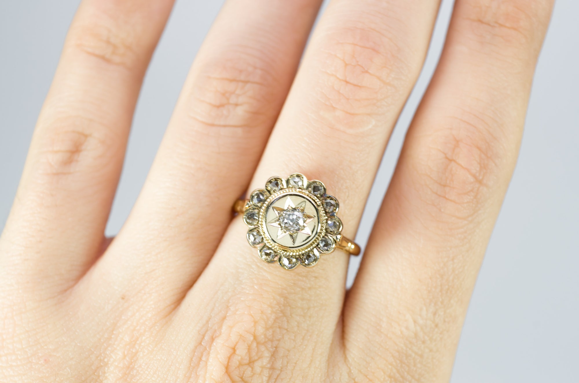ANTIQUE OLD MINE CUT AND ROSE CUT DIAMOND RING - SinCityFinds Jewelry
