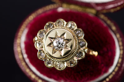 ANTIQUE OLD MINE CUT AND ROSE CUT DIAMOND RING - SinCityFinds Jewelry