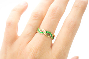 18K GOLD GREEN ENAMEL ETERNITY BAND - SinCityFinds Jewelry