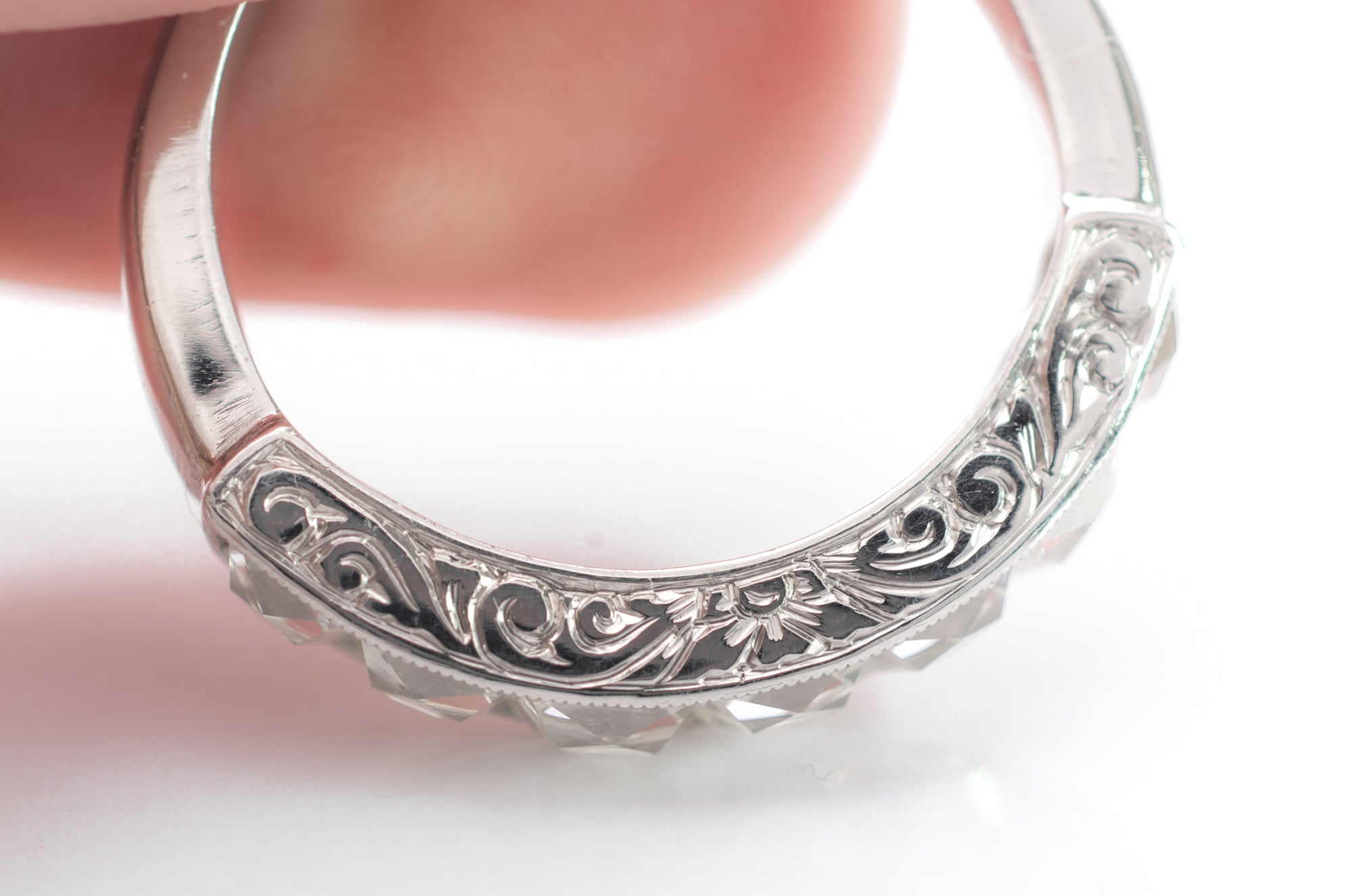2.1CTW FRENCH CUT 7 STONE BAND IN PLATINUM - SinCityFinds Jewelry