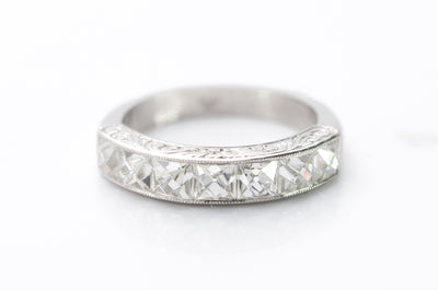 2.1CTW FRENCH CUT 7 STONE BAND IN PLATINUM - SinCityFinds Jewelry