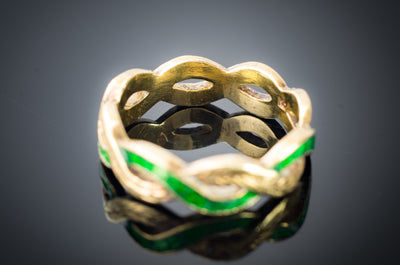 18K GOLD GREEN ENAMEL ETERNITY BAND - SinCityFinds Jewelry