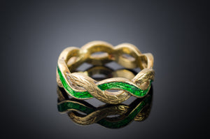 18K GOLD GREEN ENAMEL ETERNITY BAND - SinCityFinds Jewelry