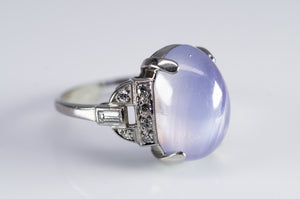 ART DECO  11CT STAR SAPPHIRE RING WITH DIAMOND ACCENTS - SinCityFinds Jewelry