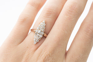 0.70CTW OLD CUT DIAMOND NAVETTE RING - SinCityFinds Jewelry