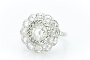 ROSE CUT DIAMOND HALO IN PLATINUM - SinCityFinds Jewelry