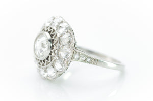 ROSE CUT DIAMOND HALO IN PLATINUM - SinCityFinds Jewelry