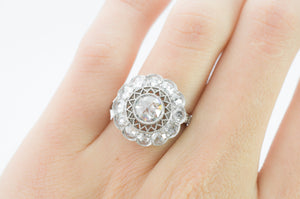 ROSE CUT DIAMOND HALO IN PLATINUM - SinCityFinds Jewelry