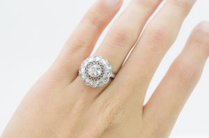 ROSE CUT DIAMOND HALO IN PLATINUM - SinCityFinds Jewelry